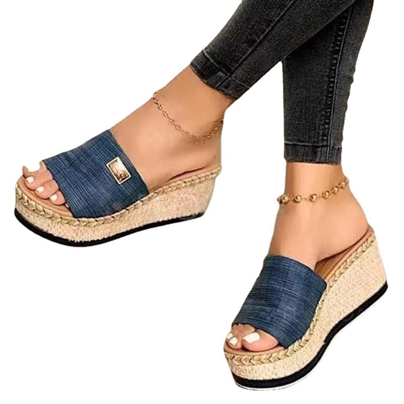 New Casual Muffin Wedge Sandals And Slippers