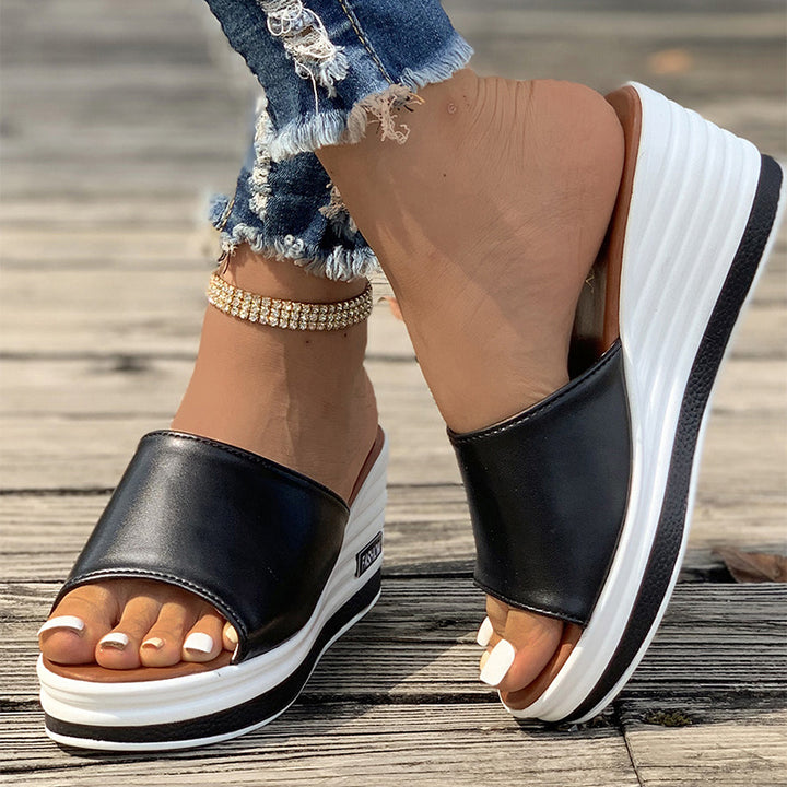 Fish Mouth Wedges Sandals Summer Design High Heels Casual Beach Shoes For Women