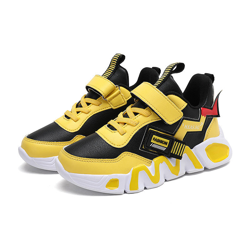 Cartoon Middle  Kids Student Sneakers Leather Casual Shoes