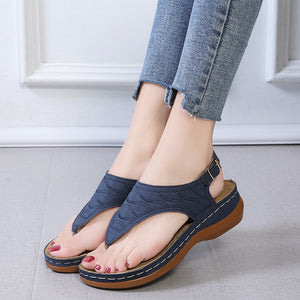 Women's Wedge Heel Solid Color Flip Flop Sandals