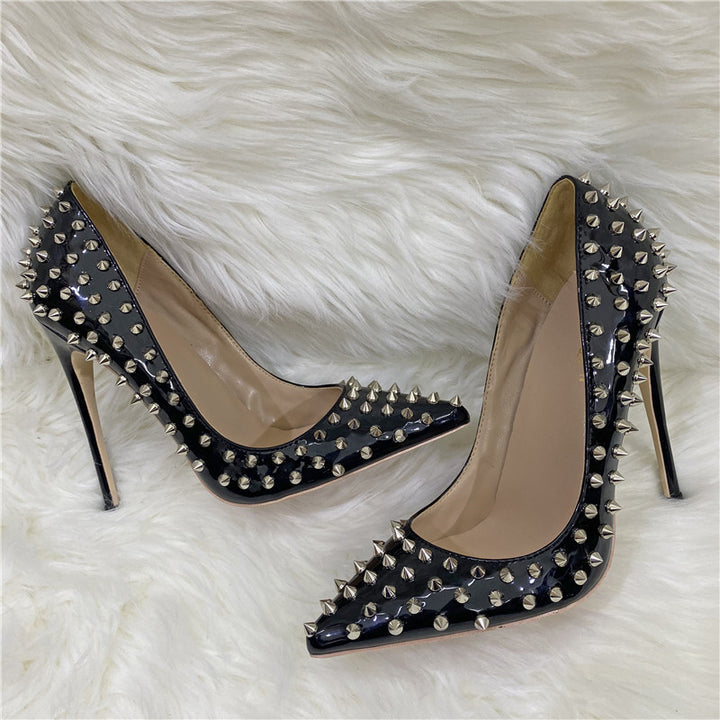 Rivet High Heels Pointed Stiletto Low-cut Shoes
