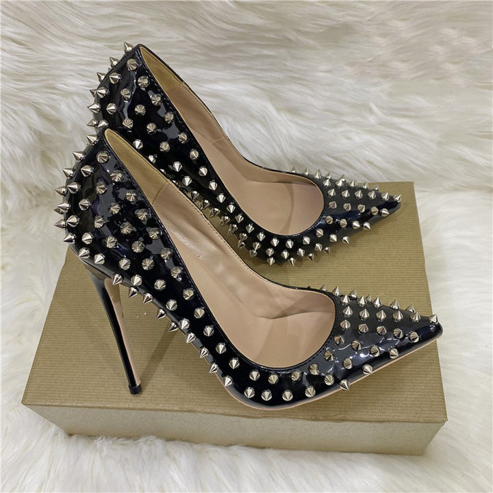 Rivet High Heels Pointed Stiletto Low-cut Shoes