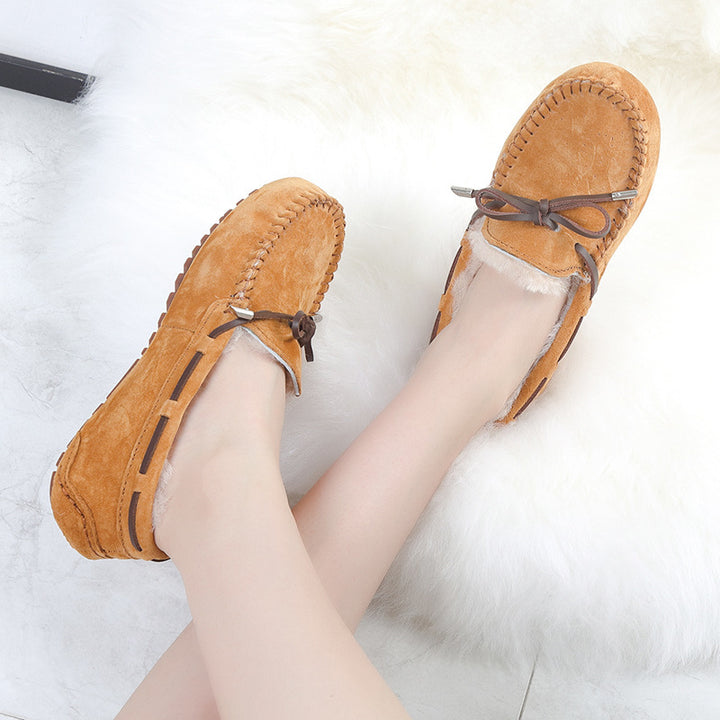 One-step All-match Casual Shoes With Fur In Winter