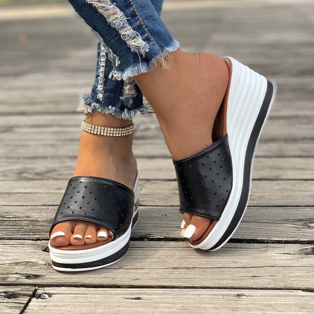 Fish Mouth Wedges Sandals Summer Design High Heels Casual Beach Shoes For Women