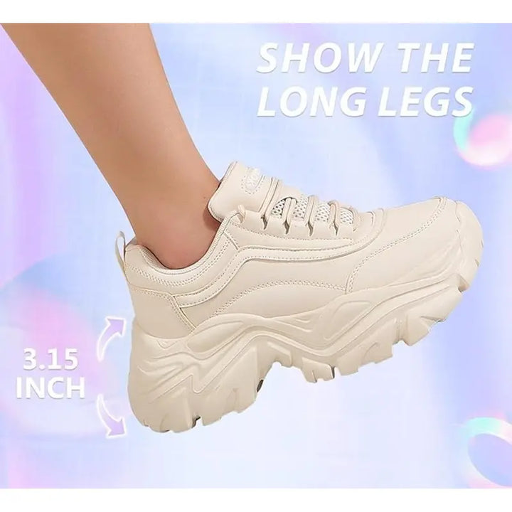 Chunky Sneakers for Women Fashion Platform White Leather Casual Dad Shoes Comfortable Wedge Walking Sport Sneakers Trainer Sports Shoes