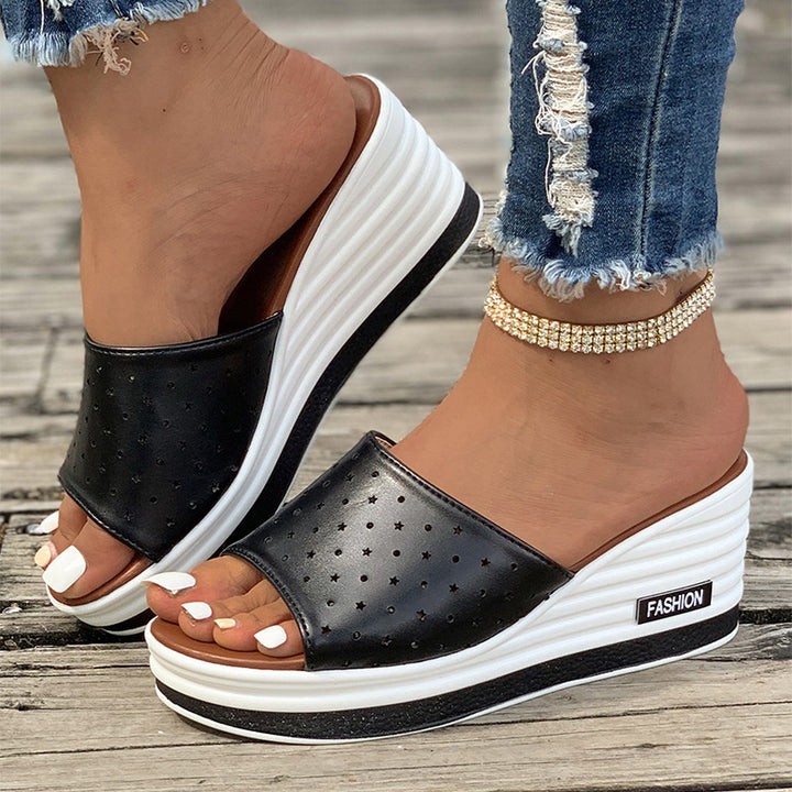 Fish Mouth Wedges Sandals Summer Design High Heels Casual Beach Shoes For Women