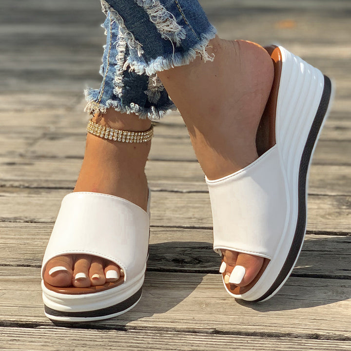 Fish Mouth Wedges Sandals Summer Design High Heels Casual Beach Shoes For Women