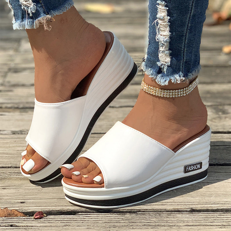 Fish Mouth Wedges Sandals Summer Design High Heels Casual Beach Shoes For Women