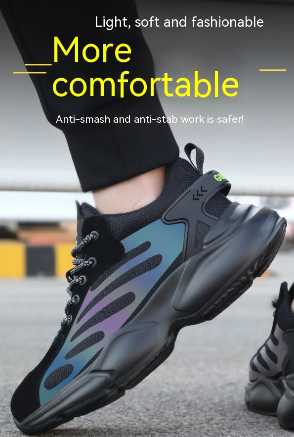 Wearing Protective Shoes For Male Workers To Prevent Smashing And Stabbing