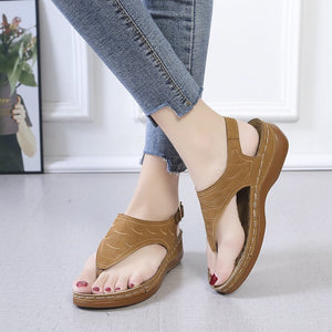 Women's Wedge Heel Solid Color Flip Flop Sandals