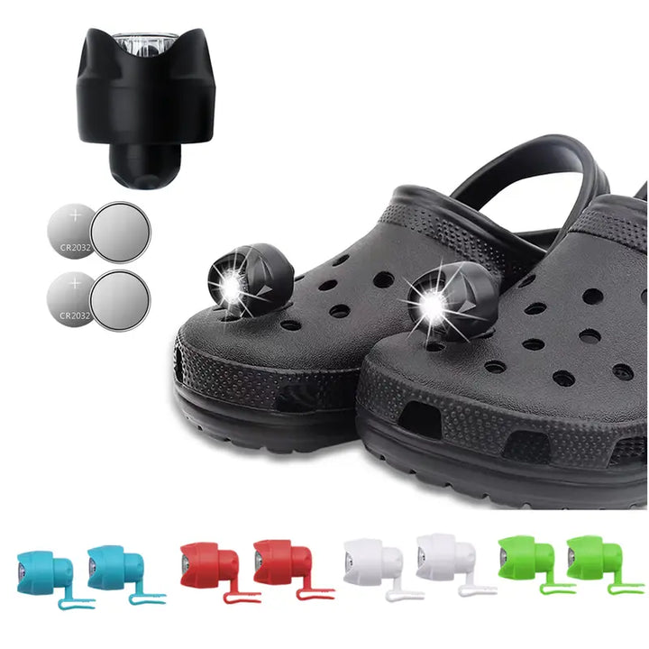 Headlights for Crocs 2Pcs, Crock Headlights Lights Flashlights, Waterproof Shoes Lights Flashlights Attachment for Crocs, Charm Accessories for Kids Adults Crocs Glow in the Dark Charm