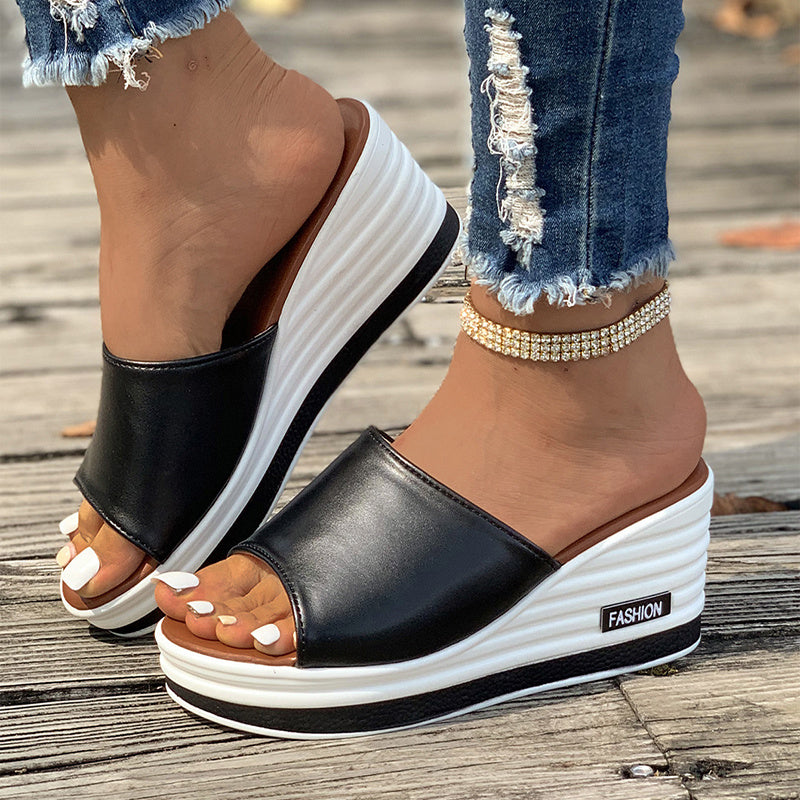 Fish Mouth Wedges Sandals Summer Design High Heels Casual Beach Shoes For Women