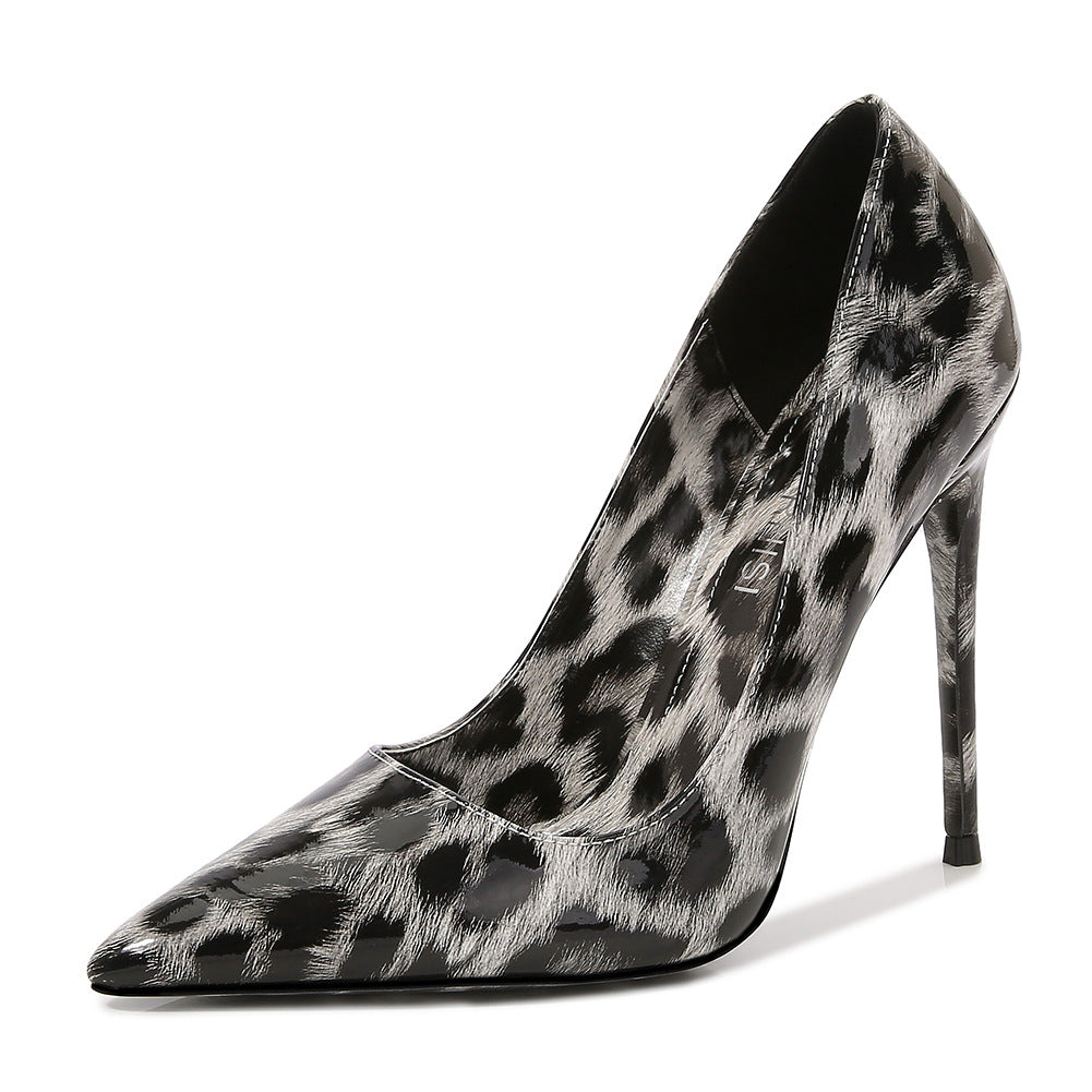 Leopard Print Pointed High Heel Shoes Stiletto Oversized