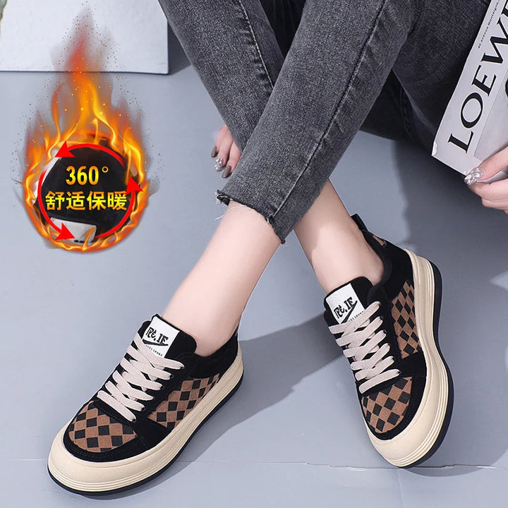 Women's Luxury Brand PU Warm Lady Designer Breathable Sneakers