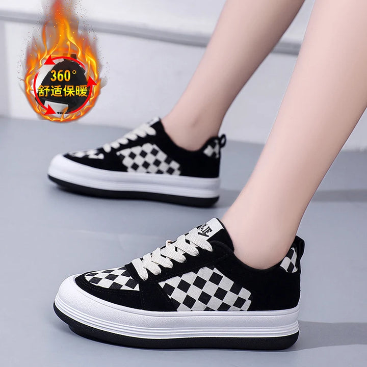 Women's Luxury Brand PU Warm Lady Designer Breathable Sneakers