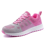 Women Casual Shoes Fashion Breathable Walking Mesh Lace Up Flat Shoes Sneakers Women