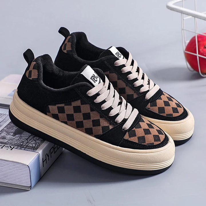 Women's Luxury Brand PU Warm Lady Designer Breathable Sneakers