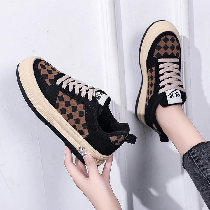 Women's Luxury Brand PU Warm Lady Designer Breathable Sneakers