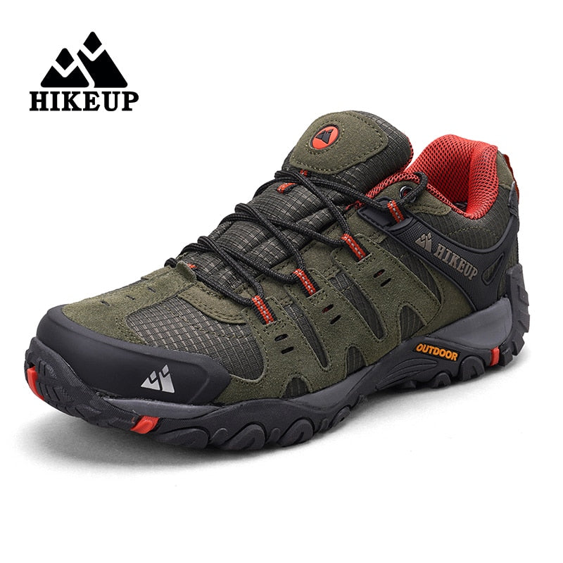 HIKEUP Men's Hiking Shoes Suede Leather Outdoor Shoes Wear-resistant Men Trekking Walking Hunting Tactical Sneakers
