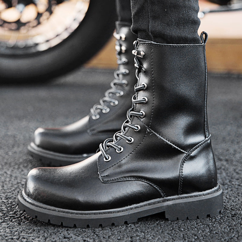 Leather Men Boots Breathable High Top Shoes