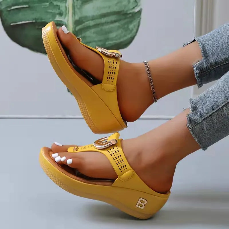 Women New Summer Sandals Open Toe Beach Shoes Flip Flops Wedges Comfortable Slippers Cute Sandals Plu Size 35~43 Chaussure Femme