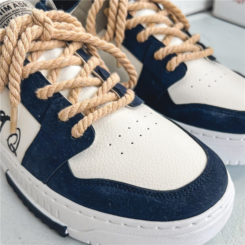 New Men Sneakers Casual Shoes Fashion Lace-Up Printing Vulcanized Shoes