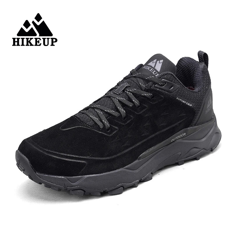 HIKEUP Hiking Shoes for Men Outdoor Sports Camping Hunting Walking Shoe Suede Genuine Leather Breathable Sneaker Non-slip