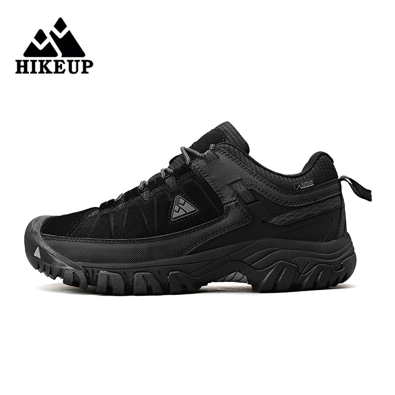 HIKEUP New High Quality Men Hiking Shoes Durable Leather Climbing Shoes Outdoor Walking Sneakers Rubber Sole Factory Outlet