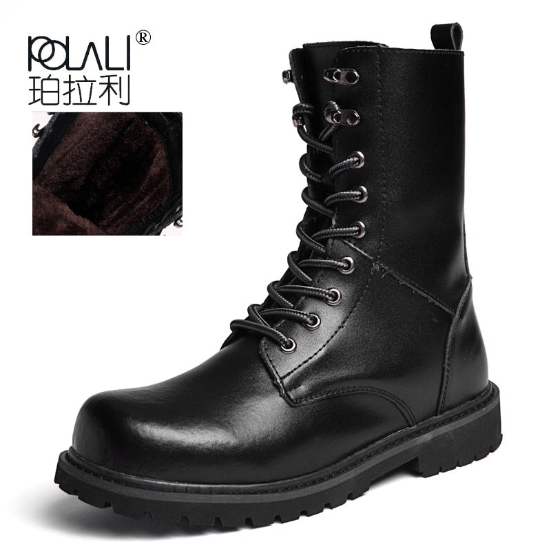 Leather Men Boots Breathable High Top Shoes