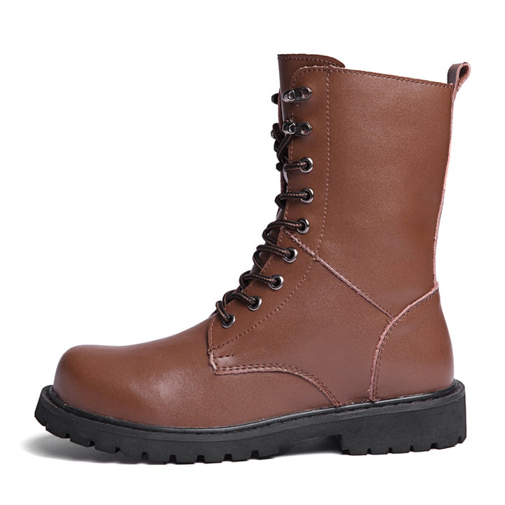 Leather Men Boots Breathable High Top Shoes