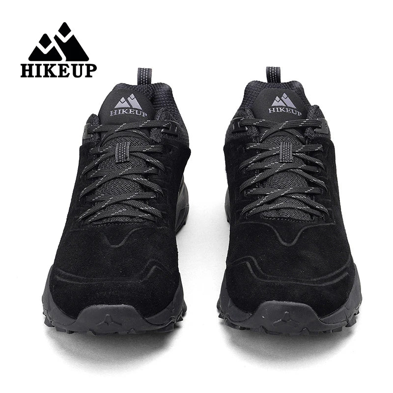 HIKEUP Hiking Shoes for Men Outdoor Sports Camping Hunting Walking Shoe Suede Genuine Leather Breathable Sneaker Non-slip