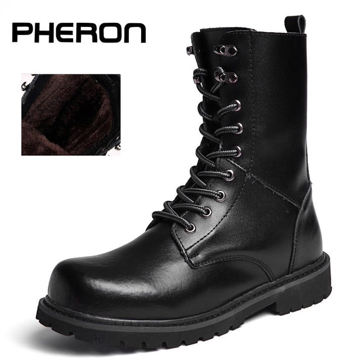 Leather Men Boots Breathable High Top Shoes