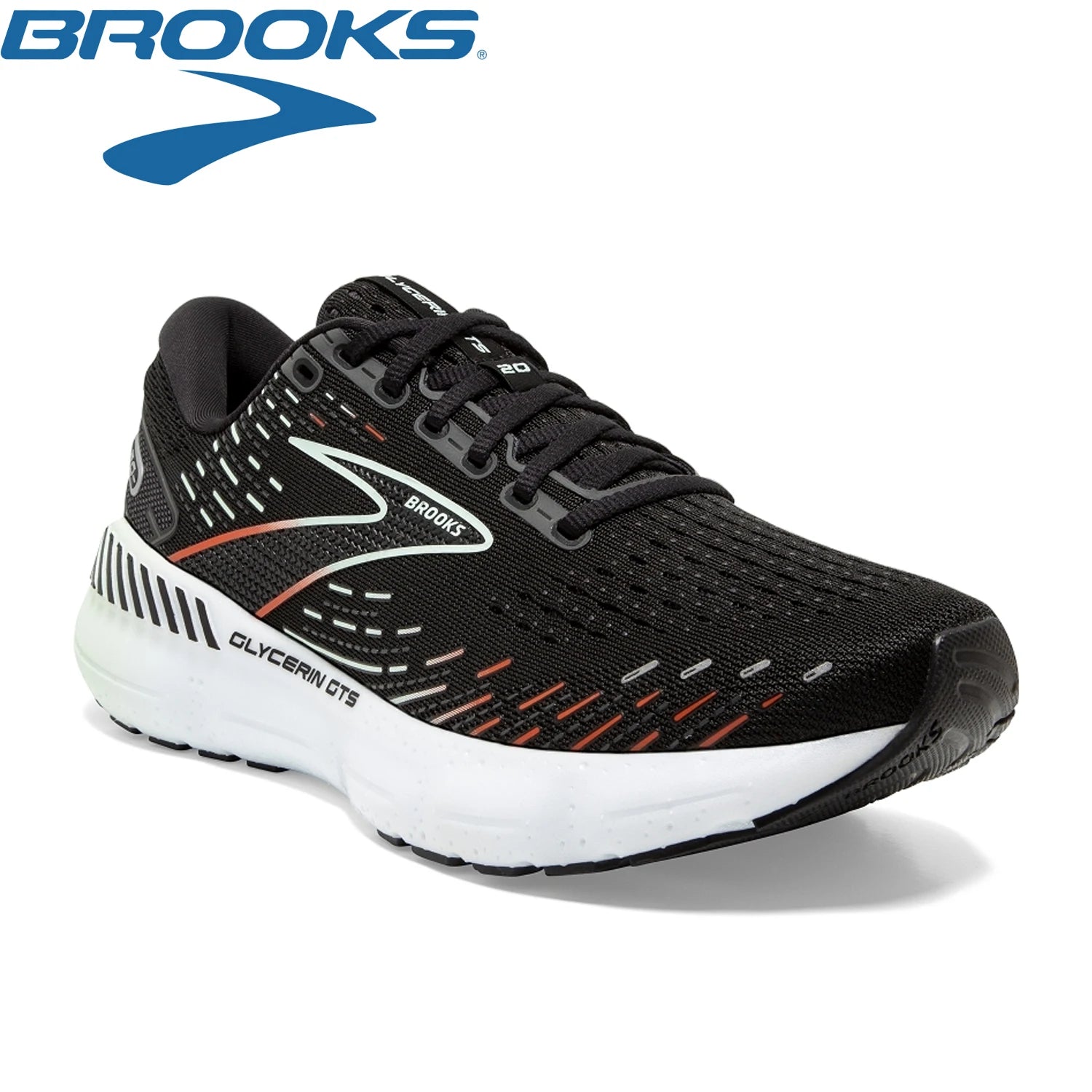 BROOKS Running Shoes Men Glycerin GTS 20 Outdoor Road Jogging Shoes Anti-Slip Soft Sole Elastic Breathable Tennis Sneakers Men