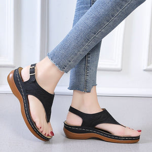 Women's Wedge Heel Solid Color Flip Flop Sandals