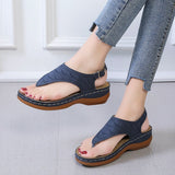 Women's Wedge Heel Solid Color Flip Flop Sandals