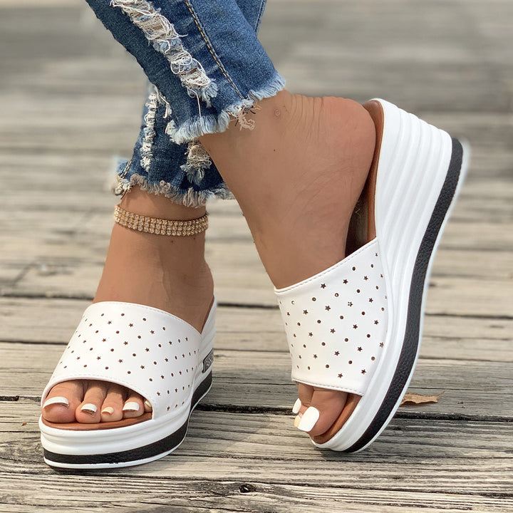 Fish Mouth Wedges Sandals Summer Design High Heels Casual Beach Shoes For Women