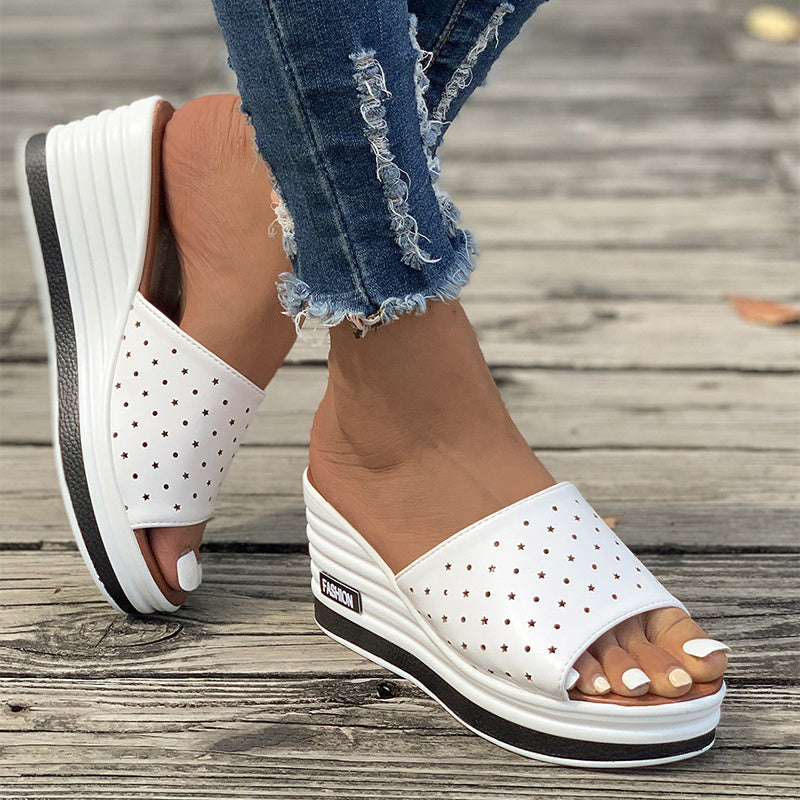 Fish Mouth Wedges Sandals Summer Design High Heels Casual Beach Shoes For Women