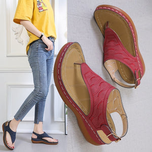 Women's Wedge Heel Solid Color Flip Flop Sandals