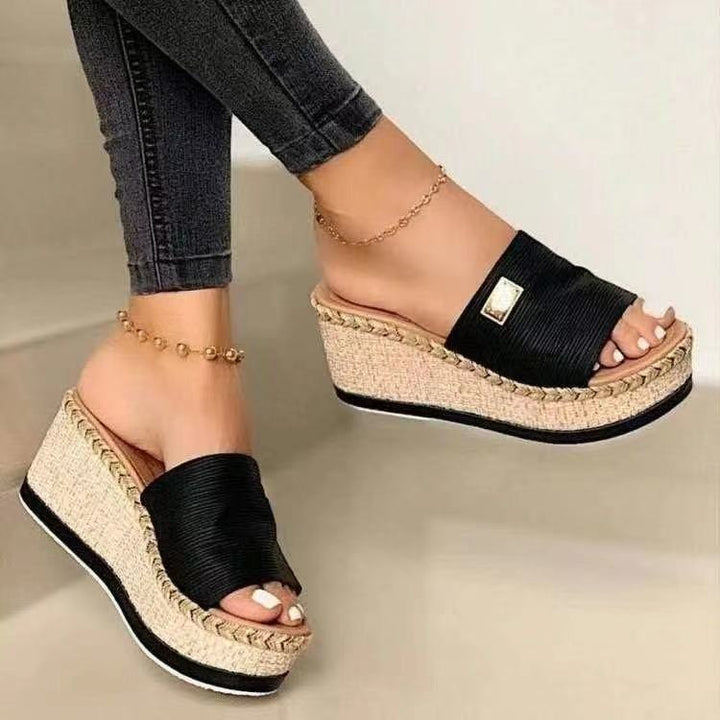 New Casual Muffin Wedge Sandals And Slippers