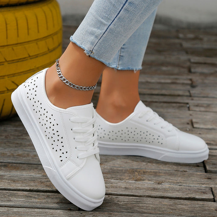 Cutout Flat Shoes Lace-up Hollow Out Walking Shoes For Women Loafers