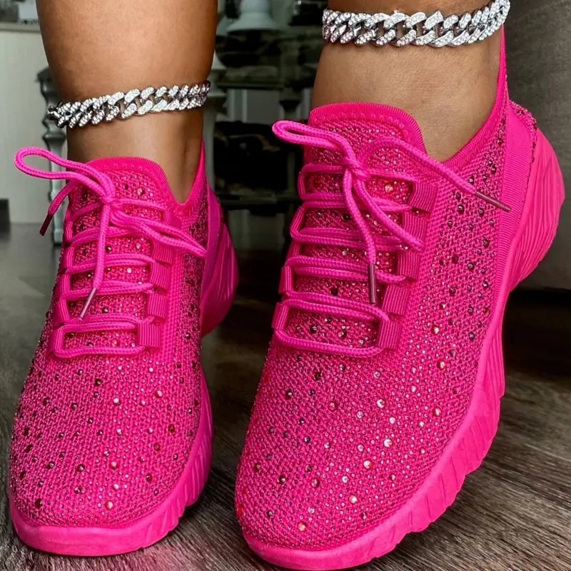 Summer Spring Fall Pink Embellished  Casual Comfy Sneakers Women Shoes